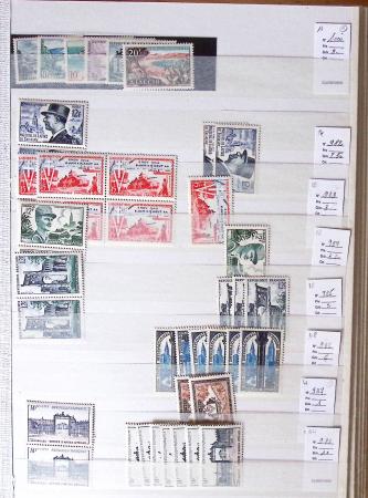 1900-1959, en 5 albums, très important stock de timbres