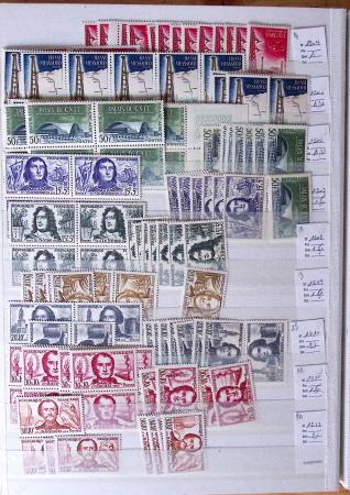 1900-1959, en 5 albums, très important stock de timbres