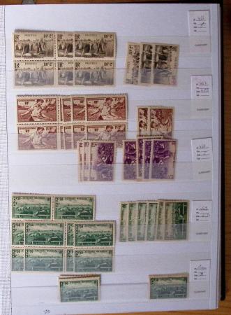 1900-1959, en 5 albums, très important stock de timbres