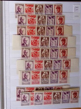 1900-1959, en 5 albums, très important stock de timbres