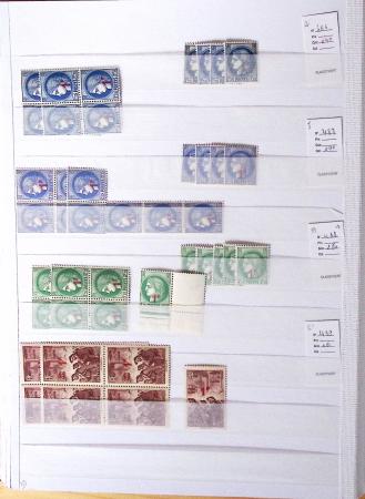 1900-1959, en 5 albums, très important stock de timbres