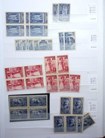 1900-1959, en 5 albums, très important stock de timbres