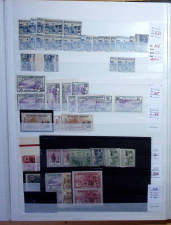 1900-1959, en 5 albums, très important stock de timbres