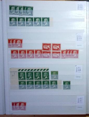 1900-1959, en 5 albums, très important stock de timbres