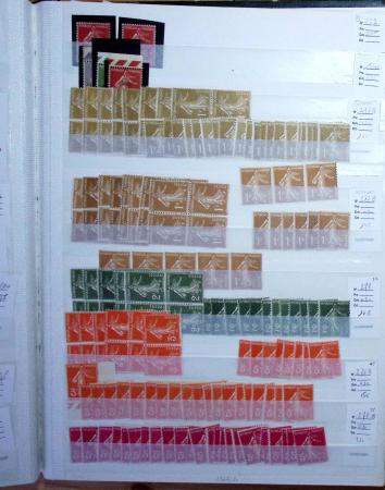 1900-1959, en 5 albums, très important stock de timbres