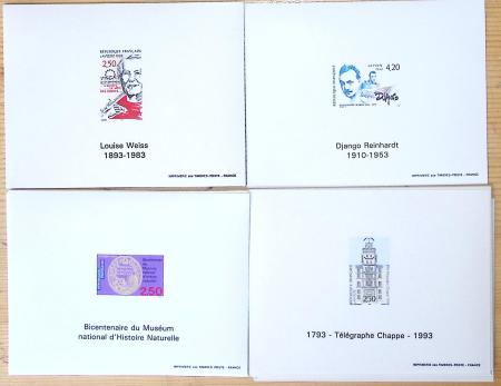 1993-1995, Exceptionnel stock de bloc-feuillets gommés,