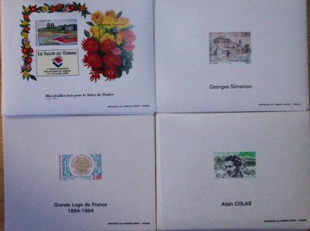 1993-1995, Exceptionnel stock de bloc-feuillets gommés,