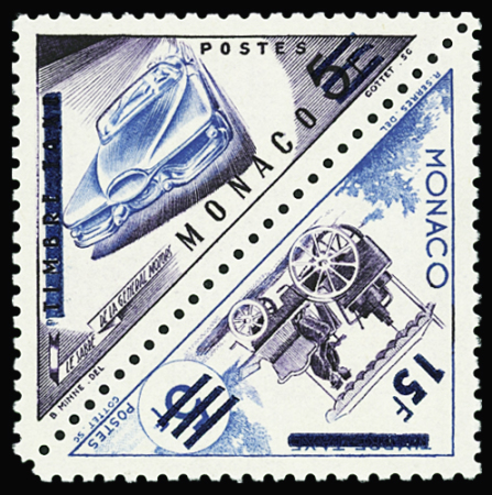 N°461/462d 15f sur 5f bleu clair et violet variété