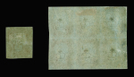 1841 1d Red-brown, mint block of six, hinge trace at