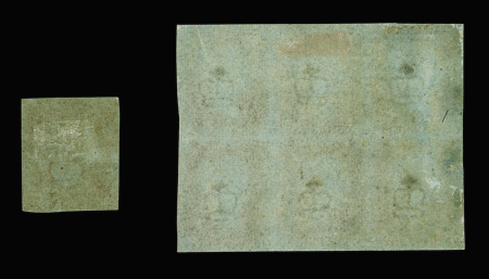 1841 1d Red-brown, mint block of six, hinge trace at