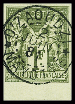 Col. Gén. N°29 1fr olive, cad D'Zaoudzi-Mayotte, TTB.