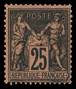 N°91 25c noir s. rouge, neuf ** TTB