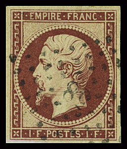 N°18 1f carmin, obl. pc 58 Ambérieux, Ain (restauration)