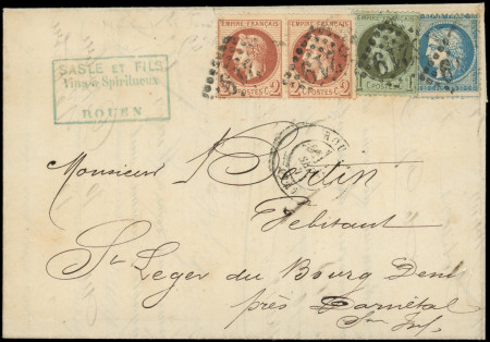 N°25, 26 PAIRE et 37 obl. GC 3219 s. LAC, càd T17 ROUEN 13/9/71, TB
