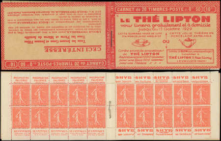 N°199-C28 Semeuse Lignée, 50c rouge, n°199e, T IIB, S. 175, THE LIPTON, TB