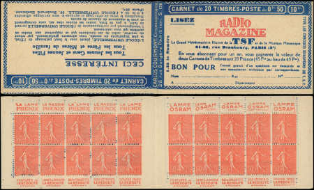 N°199-C57 Semeuse Lignée, 50c rouge, n°199j, T IV, S. 178, RADIO MAGAZINE, TB