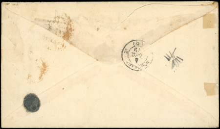 N°43 + 44 : 7c et 10c obl. s. Env., càd NEW-YORK 21/11/(79), arr. Bordeaux 4/12/79, TB. Signé Calves