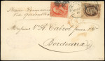 N°43 + 44 : 7c et 10c obl. s. Env., càd NEW-YORK 21/11/(79), arr. Bordeaux 4/12/79, TB. Signé Calves