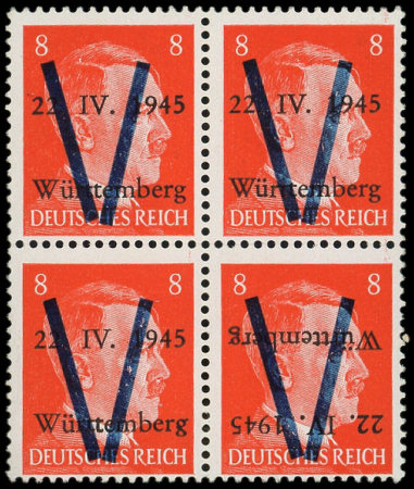 WURTEMBERG N°4 8p. orange, V normal sur RENVERSE dans