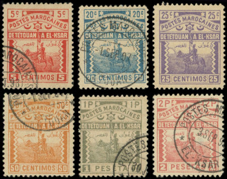 N°154 et 156/60 Tetouan à El-Ksar, obl., N°160 clair, les autres TB