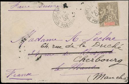 N°61 15c gris obl. càd POUEMBOUT 1/2/04 s. Env., arr. Cherbourg, TB