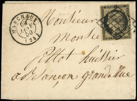 N°3 obl. GRILLE s. Env., càd T15 MARCHAUX 30/1/50, TTB