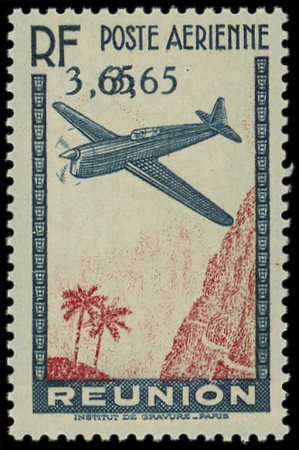 N°2c 3f65 bleu et rouge-carmin, DOUBLE SURCHARGE, neuf **, TB