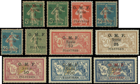 N°34/44 série de 1920, neuf *, N°43 pli de gomme, sinon TB
