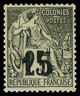 N°5 15c sur 25c noir, NSG, TB.