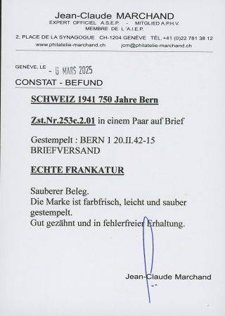1942 750 Jahre Stadt Bern, 10C Farbe ORANGE/Schwarz
