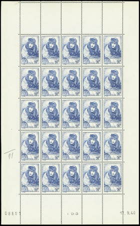 N°461 50f Guynemer en feuille complète de 25 exemplaires