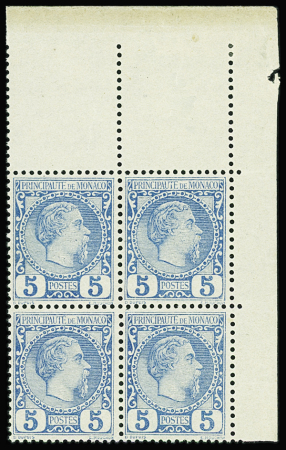 N°3 5c bleu, en bloc de 4, neuf **, bdf, TB