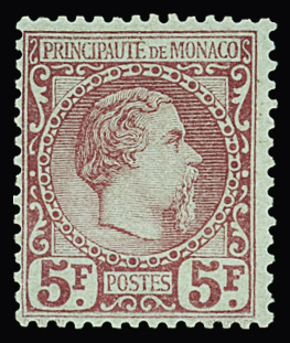 N°10 5f carmin sur vert, très frais, neuf * (très légère