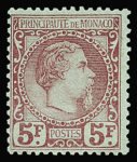 N°10 5f carmin sur vert, très frais, neuf * (très légère