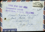Belgique PA n°28 obl. Bruxelles sur lettre pour Léopoldville avec griffe violette