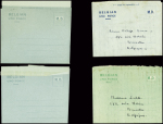 14 formules aérogrammes belges en franchise "Belgian Uno force" vertes ou bleues avec mention "SM" ou "MD" de ou pour un soldat belge pendant la guerre de Corée