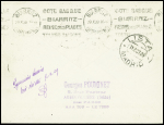 N°240 + vignette "La Belle France" (Montreuil Bellay) obl CAD "Le Bourget port aérien" (29.10.29) sur lettre recommandée pour Madrid