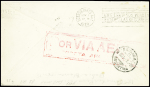 Argentine n°277, 2 bandes de 3 + 323 + 325 obl CAD "Comodoro Rivadavia Argentina" sur env pour Buenos Aires par Saint-Exupery (M61 Argentine). 70 plis existants