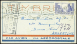 N°261 obl "Paris gare d'Austerlitz" (10.5.30) sur lettre pour Buenos Aires avec cachet rect noir