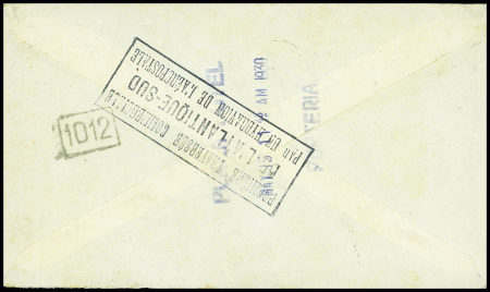 N°261 obl "Paris gare d'Austerlitz" (10.5.30) sur lettre pour Buenos Aires avec cachet rect noir