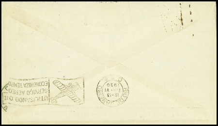 Brésil n°205 + PA20 + PA22 sur lettre de la 1ère tentative de retour par Mermoz (7.6.1930 - M77 Brésil) avec signature de Dabry. TB
