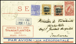 Brésil n°205 + PA5 + PA9+ PA 18 OBL Natal sur lettre de la 1ère tentative de retour de Mermoz Brasil Europa (M77). TB