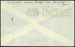 Brésil n°205 + PA10 + PA20 sur lettre pour Paris avec cachet rect violet "Cie Gle aeropostale primeira mala aerea transatlantica directa Brasil - Europa"