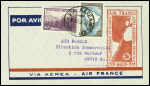Argentine n°378 + 380 obl Buenos Aires (1.8.38) sur env. pour Paris avec cachet rect rouge "Air France 10 aniversario de la linea aerea Argentina Francia"