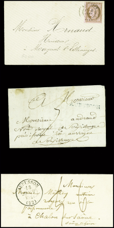 37 lettres d'Aubusson dont 3 avec MP "P 22 P Aubusson" (ind 13 chaque)