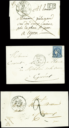 37 lettres d'Aubusson dont 3 avec MP "P 22 P Aubusson" (ind 13 chaque)