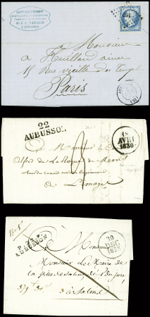 37 lettres d'Aubusson dont 3 avec MP "P 22 P Aubusson" (ind 13 chaque)