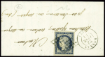 N°4 obl grille + T15 "Bonnat" (1851) sur lettre. TB