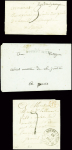 15 lettres de Bourganeuf dont "De Bourganeuf" manuscrit (L4 - 1747) et "P 22 P Bourganeuf" (40x7mm - 1829 - ind 13). TB
