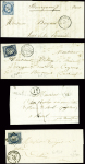 15 lettres de Bourganeuf dont "De Bourganeuf" manuscrit (L4 - 1747) et "P 22 P Bourganeuf" (40x7mm - 1829 - ind 13). TB